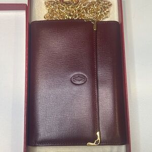 Cartier Large Square Wallet with Gold chain